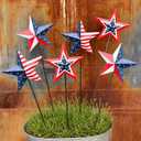 6 Pcs 4th of July Decorations Outdoor,19" Patriotic Metal Barn Stars Decorative Garden Stakes for Independence Day,Americana Patriotic Yard Signs Decor for Garden Lawn Porch