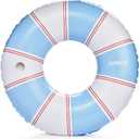 FUNBOY Giant Vintage Stripe Inflatable Pool Float with Cup Holder 48" Pool Float for Adults|Inner Tube Pool Toys Swim Rings Swimming Pool Accessories & Pool Lounger Float for Pool Party & Summer (blue and red)