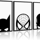 Spiderman Canvas Wall Art Decor Black And White Nursery Wall Art Posters Boys Room Prints Spiderman Posters Pictures Kids Boys Wall Decor Painting for Bedroom Bathroom 12x16 Inch Unframed Set of 3