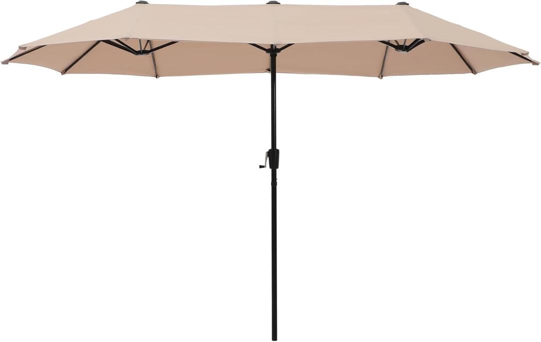 HERA'S PALACE 13 ft Rectangle Patio Umbrellas Large Outdoor Umbrella with Crank Powerful UV Protective Table Umbrella Outdoor Patio for Backyard, Pool, Garden, Deck (Beige)