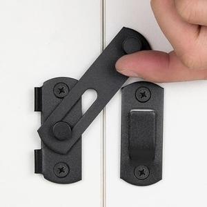 INIRET 2 Packs Barn Door Latches，2.75” x 2.02” Matte Black Stainless Steel barn gate flip Door Latch Bi-fold Door Lock,Sliding Door Antique Lock Gate Latches Cabinet Closet Door Latches