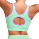 RUNNING GIRL Sports Bras for Women High Support,Seamless Ribbed Longline High Neck Sports Bra Racerback Padded Crop Top Yoga (Green, M)