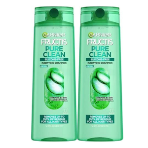 Garnier Fructis Pure Clean Purifying Shampoo, Silicone-Free, 12.5 Fl Oz, 2 Count 