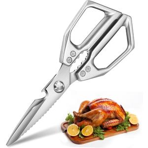 Kitchen Scissors for Food Japanese - Poultry Shears, Japanese All Purpose Heavy Duty for Chicken Wing/Bone, Meat, Quail, Fish, Turkey, Vegetables, Stainless Steel Cooking Aid Scissors, Dishwasher Safe