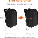 Amazon Basics Travel Backpack, Carry-On with Laptop Compartment, 40L Capacity, Expandable for 10% Extra Space, Convertible Backpack & Shoulder Bag, Multiple Pockets, 15.8"W x 21.5"H x 8.3"D, Black
