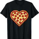 Pizza Heart Cute Valentines Day Funny Heart Shaped Pizza T-Shirt, L