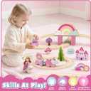 Lehoo Castle Wooden Train Set - Unicorn Train Set for Toddlers 2-4, Wooden Train Track Toddler Girl Toys, Pink Train Fantasy Toys for 3 4 5 6 7 Year Old Girl