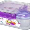 Sistema Bento Box Adult Lunch Box with 2 Compartments, Sandwhich Container, and Salad Dressing Container, Dishwasher Safe, Color May Vary (55.7 Ounce)