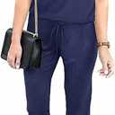 Ekouaer Jumpsuits for Women Casual Romper Vacation Outfits 2026 | Super Stretchy Fabric, Crew Neck, Adjustable Drawstring, Short Sleeve Jumpsuits, Pockets, Lightweight, One Piece Outfits, XL