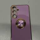 Gritup for Samsung Galaxy S25 Case: with 2Pcs Screen Protector, 360 Rotation Ring Holder Magnetic Kickstand, Plating Gold Edge Soft TPU Shockproof Protective Cover for Galaxy S25, Light Purple