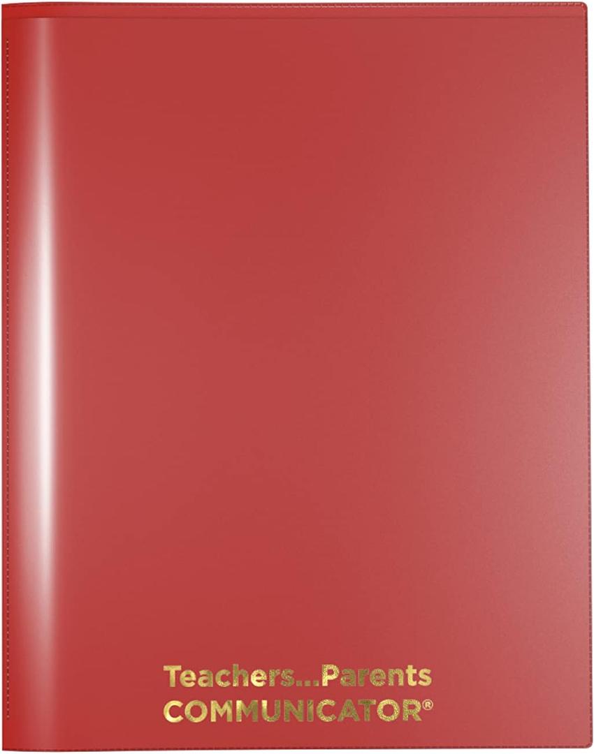 Nicky's Folder English Communicator, Parent-Teacher Folder, Patented Tear-Resistant, Flexible Plastic, 2 Inside Pockets, 2 Exterior Sleeves, Letter Size Paper, Single Color (24 Pack) (Red)