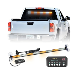 XRIDONSEN 35 inch Traffic Advisor Light Bar 144 LED Amber White Emergency Warning Flashing Safety Interior Windshield strobe lights w/Directional Arrow for Construction Vehicles Snow plow Trucks