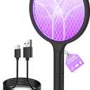 Mosiller Electric Fly Swatter Racket, 4000V Bug Zapper with 1800mah & Dual Modes, 2 in 1 Rechargeable Purple Mosquito Light Killer with 3-Layer Safety Mesh for Indoor Home Patio Camping Office(1 Pack)
