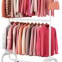 Heavy Duty Clothes Rack, 78.35" Rolling Clothing Rack for Hanging Clothes with Lockable Wheels, 6-Level Adjustable Double Rod Garment Rack for Bedroom, Laundry, Clothing Store, White