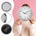 10 Inch Wall Clock with Hidden Safe, Battery Operated Quartz Plastic Vintage Decor Wall Clock Diversion Safe with Secret Storage for Kitchen Living Room Home Organization, Silver