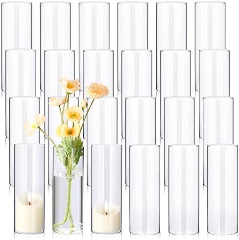 23 Pcs 8 Inch Tall Glass Vases Bulk Clear Cylinder Flower Vases Transparent Candle Holder Bulk Wedding Table Centerpieces Decoration for Banquet Dinners Party Event