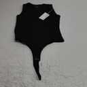 REORIA Butsmooth Womens Sexy Sleeveless Square Neck Double Lined Basic Bodysuit Tank Tops (Medium, Black)