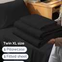 Twin XL Size 3 Piece Sheet Set - Comfy Breathable & Cooling Sheets - Hotel Luxury Bed Sheets for Women & Men - Deep Pockets, Easy-Fit, Extra Soft & Wrinkle Free Sheets - Black Oeko-Tex Bed Sheet Set