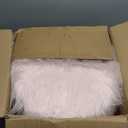 Mxfurhawa Faux Fur Storage Ottoman Round Furry Vanity Stool Marble Grain Tray Coffee Table Compact Footrest Stool with 4 Metal Legs Soft Makeup Seat Foot Stools for Living Room Bedroom Entryway Pink