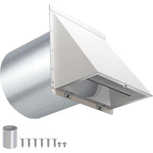 12 Inch Hooded Wall Vent with Screen and Damper,Outdoor Wall Exhaust Cover Cap Dryer Vent Cover for Duct HVAC Dryer AC Range Hood Exterior Cooling Ventilation and Outside Air Exhaust,Galvanized Steel