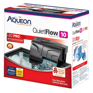 Aqueon QuietFlow 10 LED PRO Aquarium Fish Tank Power Filter For Up to 20 Gallon Aquariums