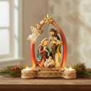 Nativity Advent Candle Holder Decoration, Christmas Nativity Scene Candle Holder Candlestick Holders Advent Wreath Candle Holder Advent Centerpiece for Christmas Party Supplies (Candles Not Included)