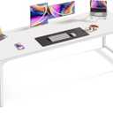 Huuger Computer Desk, 70 Inch Office Desk, Gaming Desk with Storage, Writing Desk Work Desk for Home Office, Study, Long Simple Desk, Large Legroom, Metal Frame, White