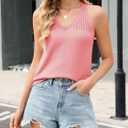 Yeokou Sweater Vest for Women Crochet Tank Top Knitted Tops Camis Tee Halter V Neck Sleeveless Summer Shirts Pullover(Pink-XS)
