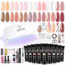 ROSALIND Poly Nail Gel Kit -14 Colors Nail Art Accessories kit Clear Nude Nail Extension Gel Starter with Slip Solution White Nude Pink Nail Extensions Gels Set with Mini UV Lamp