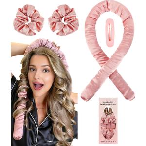 Jumbo Heatless Curls Overnight Hair Curlers to Sleep in Large Hair Rollers for Long Hair Blowout Look No Heat Overnight Curls, Soft Satin Flexi Rods Heatless Curling Rod Set Styling Tools for Women