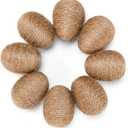 8pcs Linen Rope Easter Ornaments, Rustic Brown Decorative Eggs for Spring Easter Basket Fillers, Party Centerpieces Decorations Table Setting