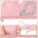 Faux Mink Gloves Women Winter Pink Bow White Warm Fuzzy Full Finger Gloves Coquette Mittens for Women Valentine Gift (Pink)