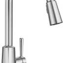 Moen Riley Chrome One-Handle Pulldown Kitchen Faucet Featuring Power Boost for a Faster Clean and Reflex Docking System for the Spray Head, Modern Kitchen Sink Faucet, 7402C