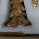 Christmas Tree Figurines Set of 3, Resin Tabletop Christmas Tree Decor, Elegant Xmas Tabletop Centerpieces for Tables Desk Shelf Mantel Holiday Indoor Decorations (Gold)