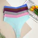 Memouniva Seamless Thongs for Women Sexy V-waisted No Show Thong Stretch Breathable Ladies Panties Underwear 6 Pack