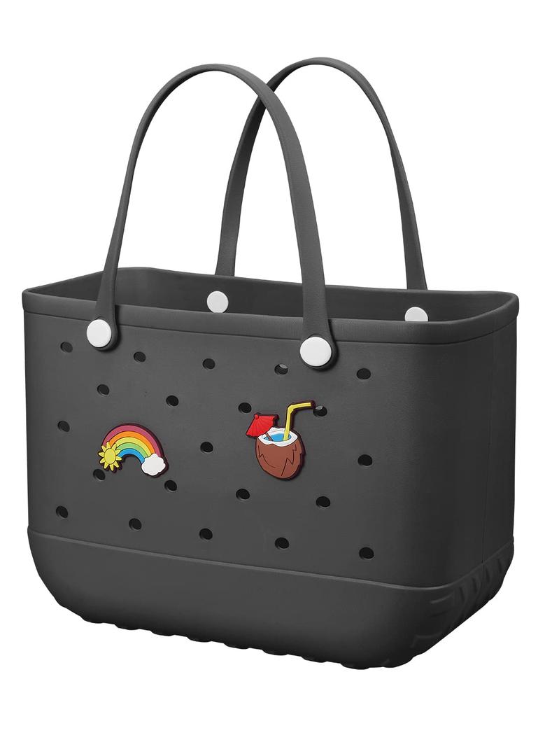 Baonat Waterproof Rubber Tote Bag Washable Beach Travel Handbag for Women, Large