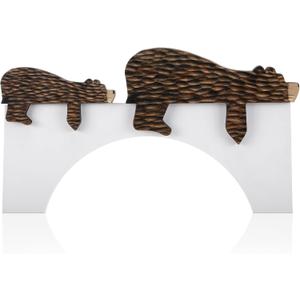 Threehoney 2 Pcs Brown Wooden Bear Door Topper Decor Adorable Bear Shape Art Door Hinge Topper Sleeping Shape Nursery Decor Statue Forest Animal Corner for Birthday Party Home Office Bedroom Aesthetic (Gray)