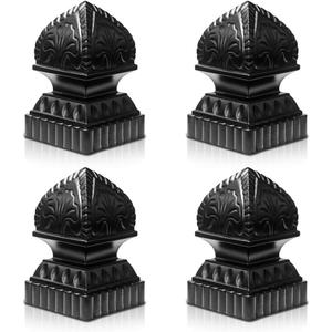 Guardrail Post Cover Cap,Railing Balls Easy Install Banister Balls for Fences Gates (Black Lotus 4P)
