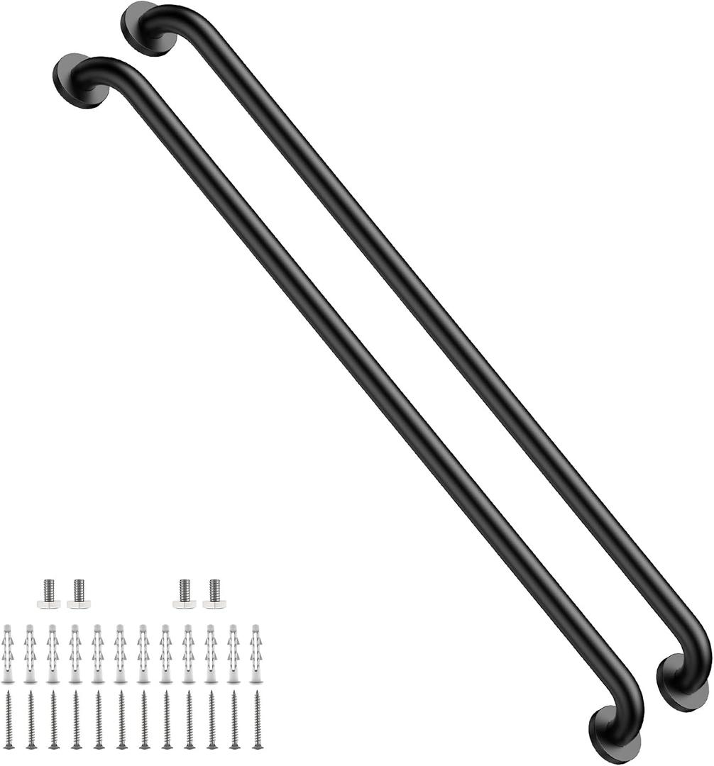 ZUEXT 2 Pack 42 Inch Extra Long Matte Black Bathroom Grab Bars, 1.25" Dia