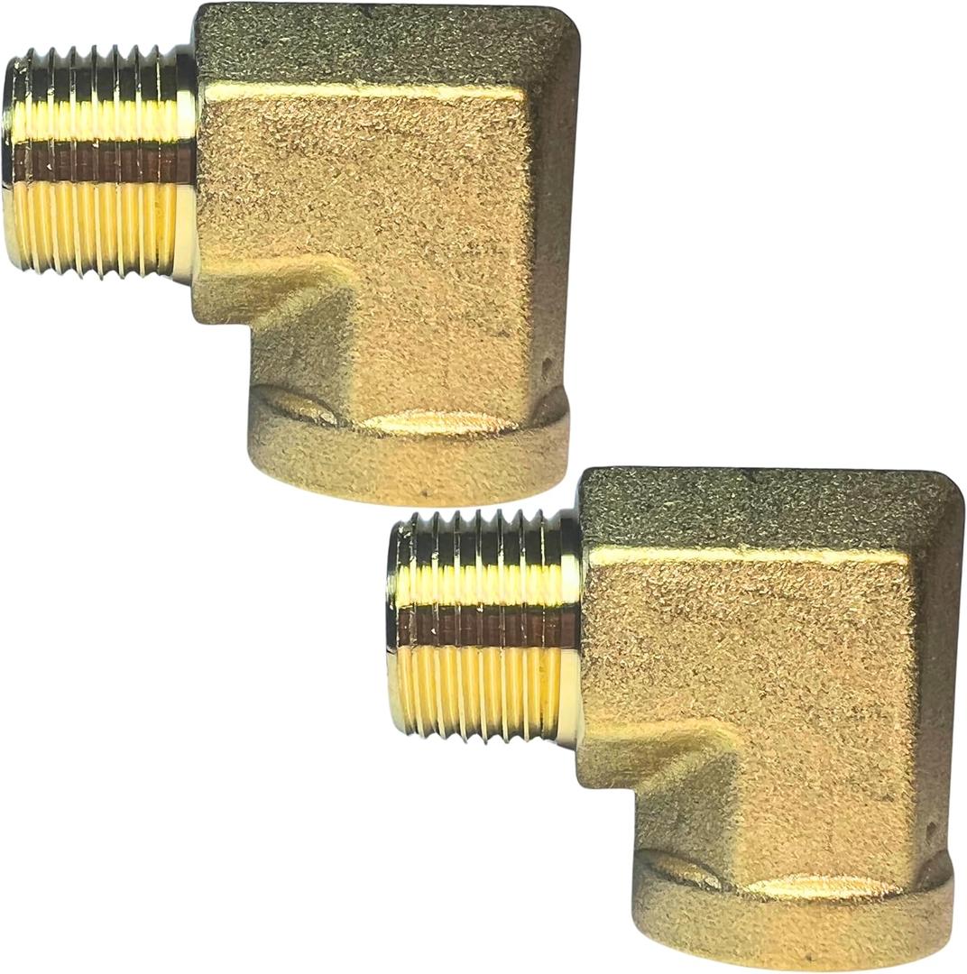 2pcs 90 Degree Brass Barstock Street Elbow 3/8" NPT Male to 3/8" NPT Female Forged Fitting by CX WONDERLAND