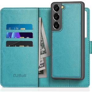 DJBull 2-in-1 Detachable for Samsung Galaxy S22 5G Wallet case with Credit Card HolderRFID Blocking,Flip Folio Book PU Leather Protective Cover Women Men for Samsung S22 Phone case Blue Green
