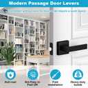 Estmoon 6 Pack Door Handles Matte Black - Passage Door Knobs Interior Square Door Levers, Heavy Duty Non-Locking Leversets Hall Closet Handles, Reversible for Right & Left Sided Doors