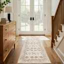 XWZO Runner Rug 2x6ft, Washable Hallway Runner with Non-Slip Backing, Spill Stain Resistant Floor Mat for Entryway Corridor Bedroom Kitchen Living Room, Soft Low-Pile Area Carpet, Beige