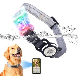 LED Smart QR Code Dog Collar - Lost at Night Collar Showing Details of Owner and pet - Durable, Adjustable, Soft - Rose red Suitable for Small, Medium and Large Dogs (Gray)