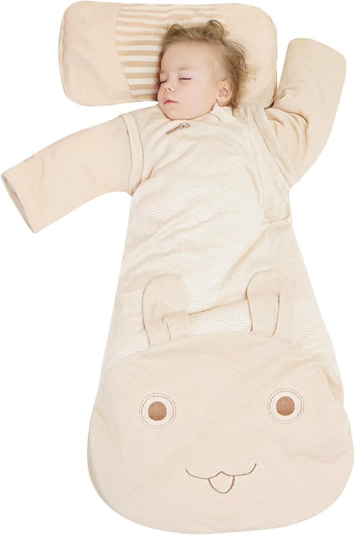 Baby Organic Sleeping Bag Autumn Detachable Sleeve Wearable Blanket (Up to 29.5" Height of child, 2.5 Tog for 60-68)