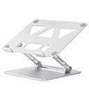 Aoviho Adjustable Laptop Stand for Desk,Portable Laptop Stand Holder and Riser,Foldable Aluminum Notebook Computer Stands for MacBook Air Pro HP Lenovo Dell Samsung Chromebook, 10-15.6 inch, Silver