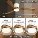 Ceiling Fans with Lights and Remote Control, 52 Inch Solid Wood Blade, Low Profile Flush Mount, LED Dimmable DC Reversible Modern Ceiling Fans with APP Control for Bedrooms, Living Rooms, Patio, White