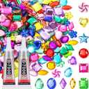 anezus 400Pcs Jewels for Bedazzling with 2 Pack B7000 Jewelry Glue, Flat Back Craft Gems Rhinestones for Clothing, Sequins Rhinestones Gemstones for Fabric, Craft, Decoration (Medium)
