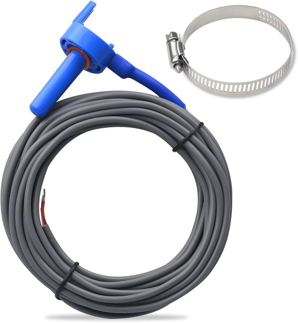520272 Pool 7790 Temperature Sensor Thermistor Air Water Solar 20' Feet Cable for Jandy Replacement Pool/Spa (10K-ohm Sensor -Includes 2" Pipe Clamp)