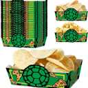 24pcs Turtle Themed Green Paper Food Trays for Party Supplies Kids Birthday Party Decorations